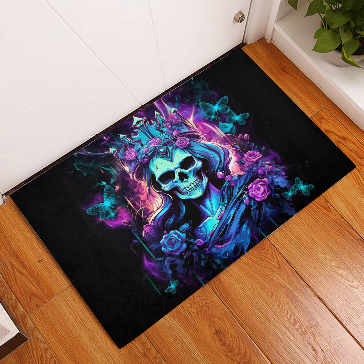 Rose Skull Rubber Doormat Bitch I'm Not A Princess I'm The Fucking Queen