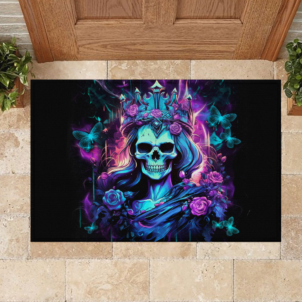 Rose Skull Rubber Doormat Bitch I'm Not A Princess I'm The Fucking Queen