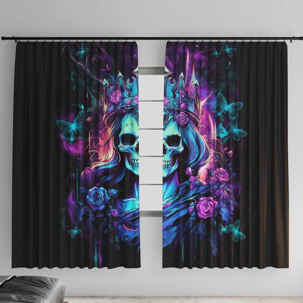 Rose Skull Window Curtain Bitch I'm Not A Princess I'm The Fucking Queen