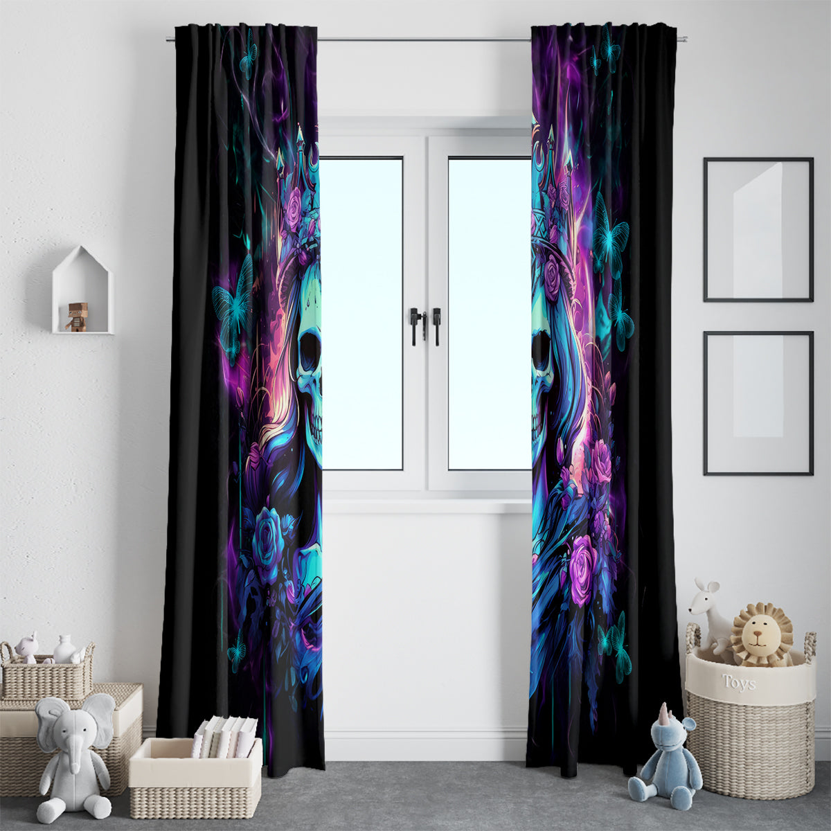 Rose Skull Window Curtain Bitch I'm Not A Princess I'm The Fucking Queen