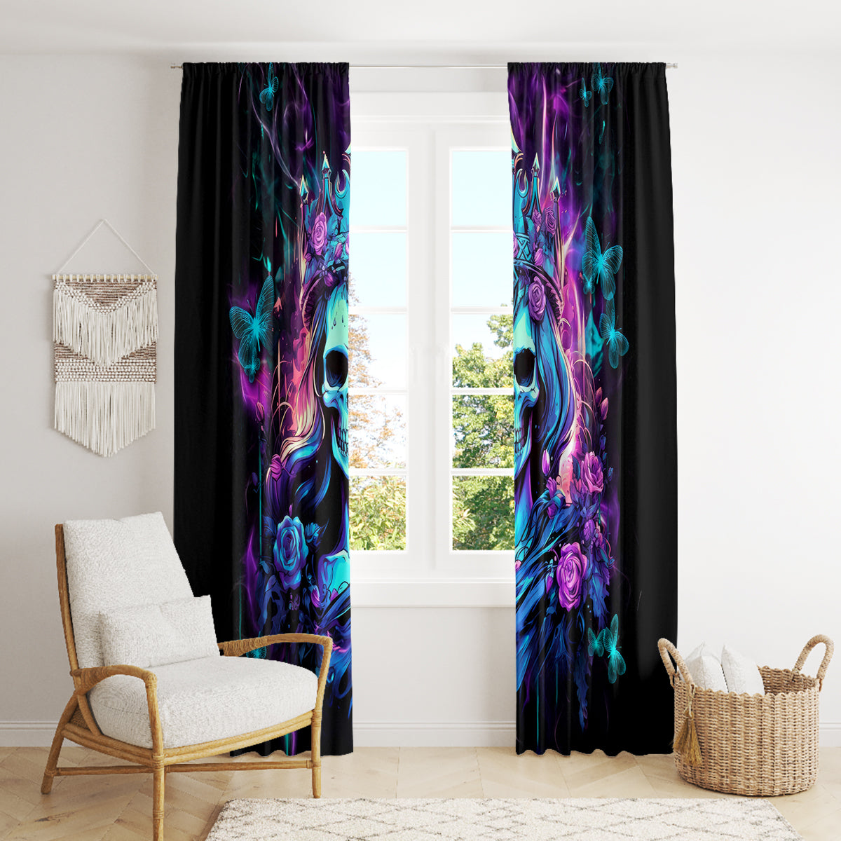 Rose Skull Window Curtain Bitch I'm Not A Princess I'm The Fucking Queen