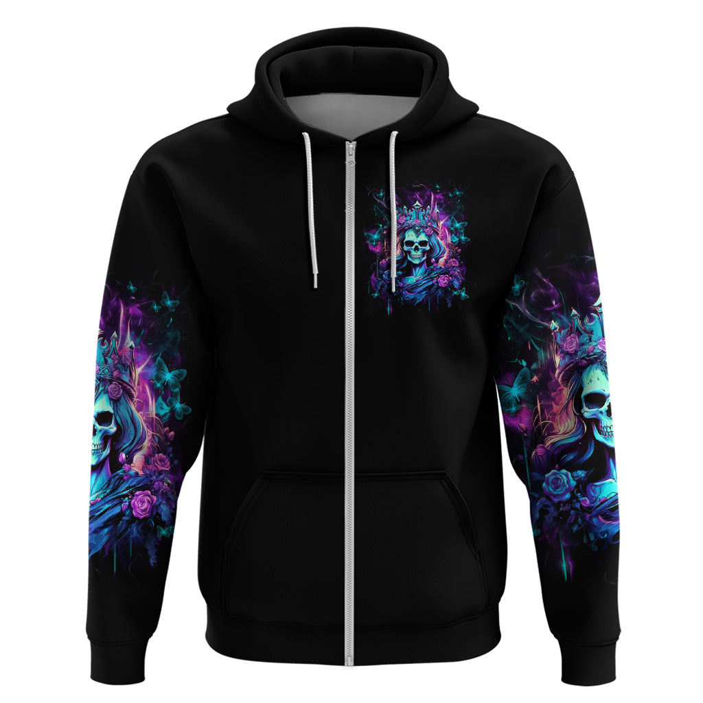 Rose Skull Zip Hoodie Bitch I'm Not A Princess I'm The Fucking Queen