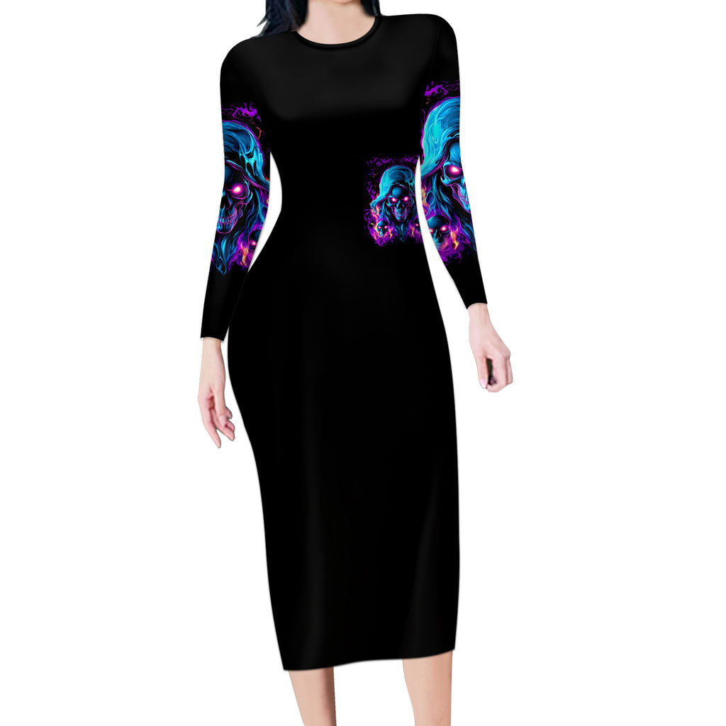 Flame Skull Long Sleeve Bodycon Dress Did I Piss You Off That Great At Least I'm Doing Something Right