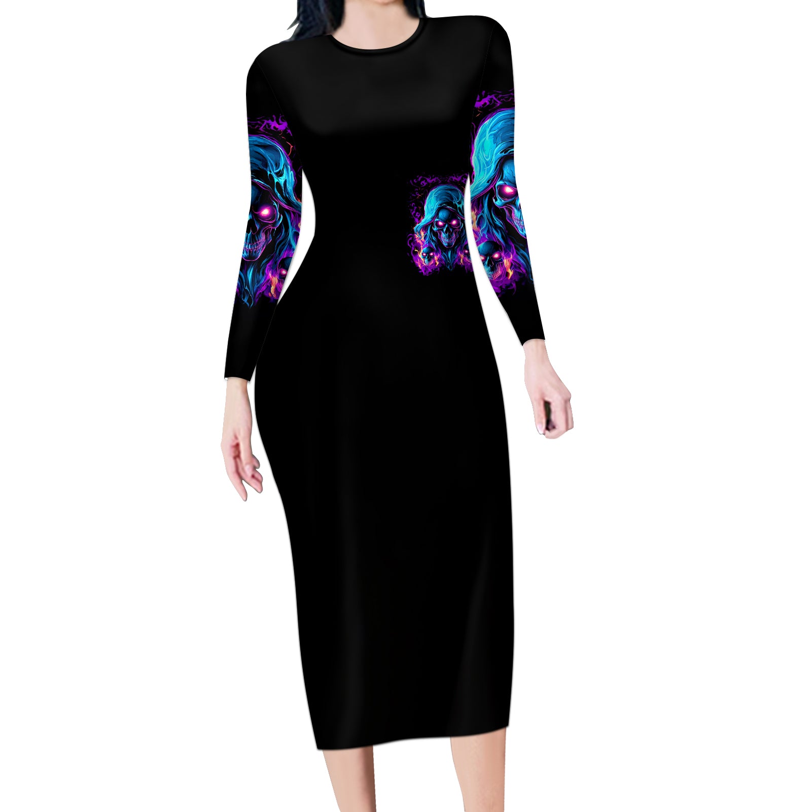 Flame Skull Long Sleeve Bodycon Dress Did I Piss You Off That Great At Least I'm Doing Something Right