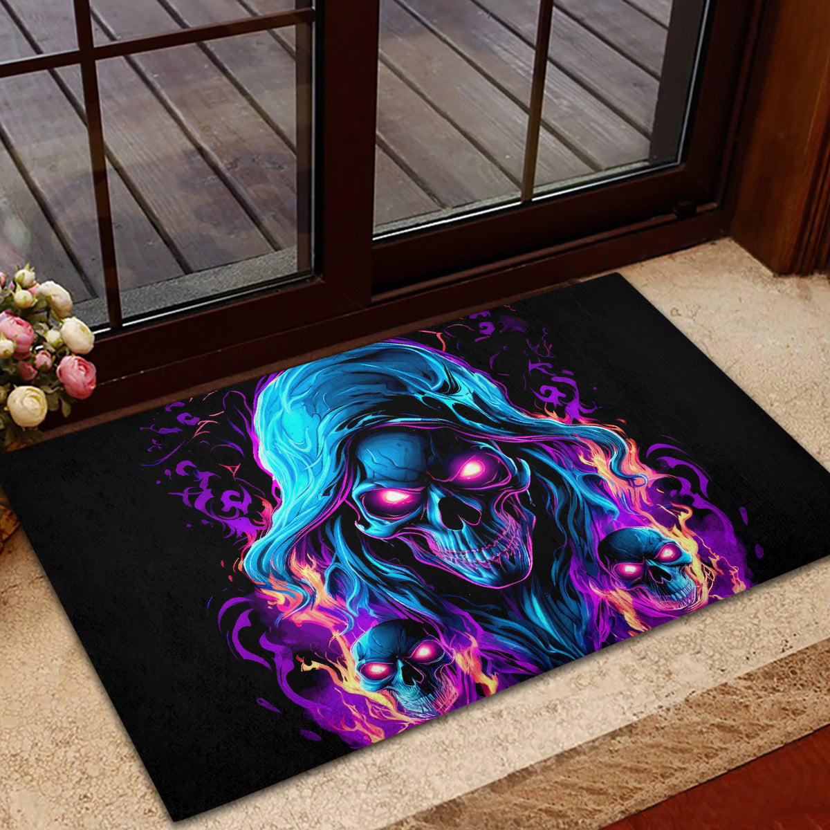 Flame Skull Rubber Doormat Did I Piss You Off That Great At Least I'm Doing Something Right