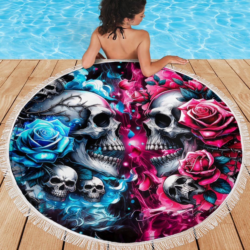 Couple Skull Beach Blanket Don't Try To Figure Me Out I'm Special