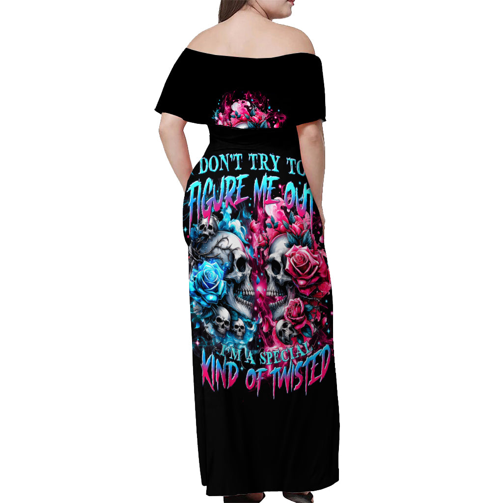 Couple Skull Off Shoulder Maxi Dress Don't Try To Figure Me Out I'm Special