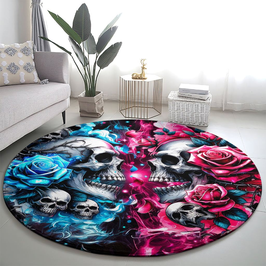 Couple Skull Round Carpet Don't Try To Figure Me Out I'm Special