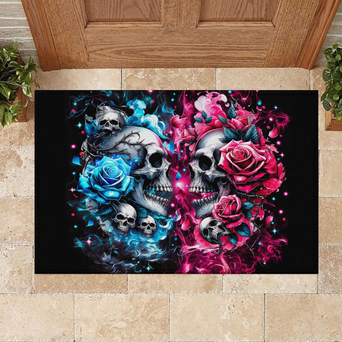 Couple Skull Rubber Doormat Don't Try To Figure Me Out I'm Special
