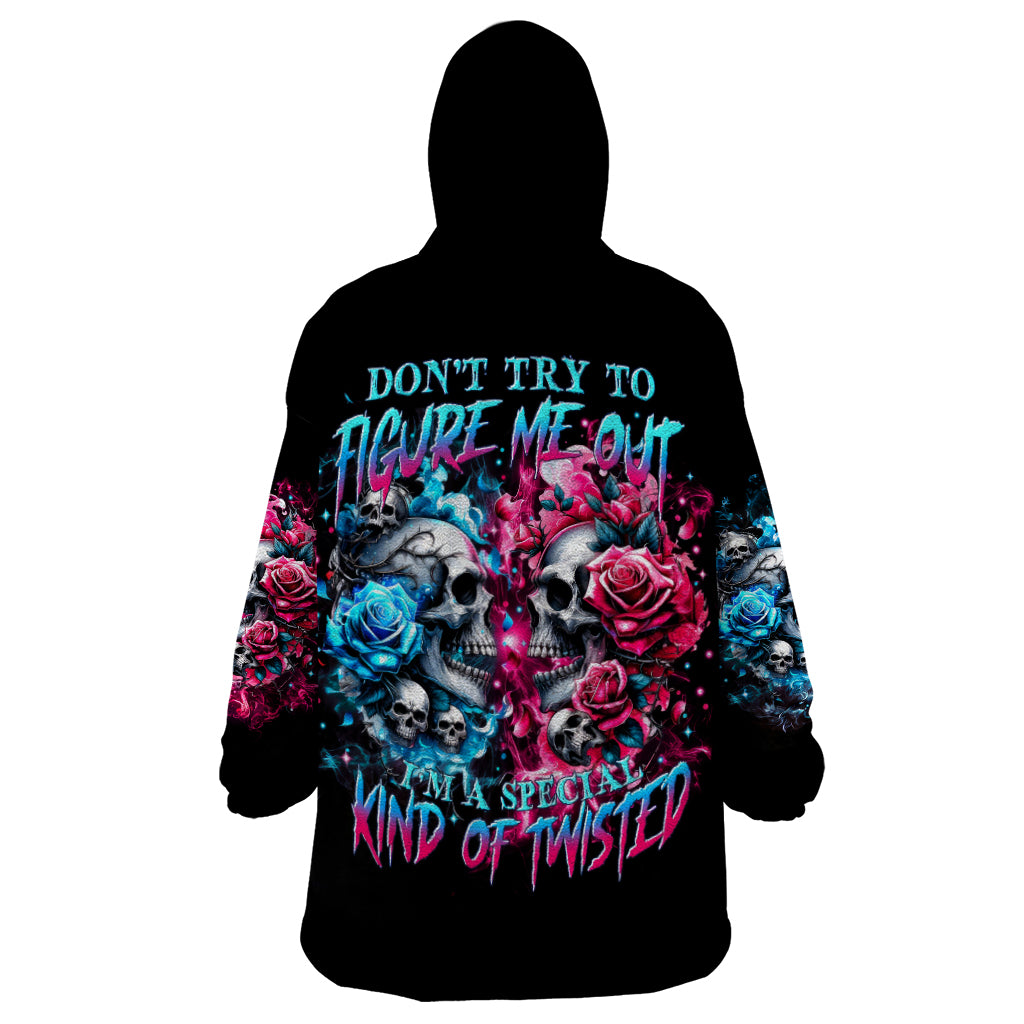 Couple Skull Wearable Blanket Hoodie Don't Try To Figure Me Out I'm Special
