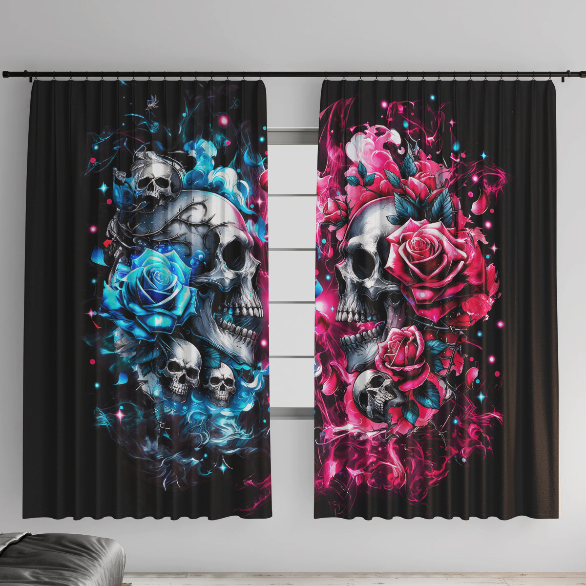 Couple Skull Window Curtain Don't Try To Figure Me Out I'm Special