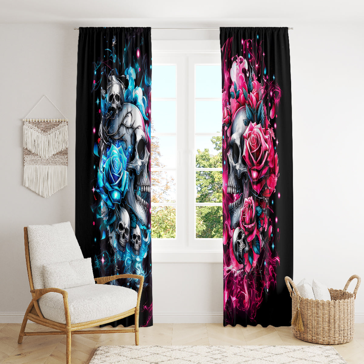 Couple Skull Window Curtain Don't Try To Figure Me Out I'm Special