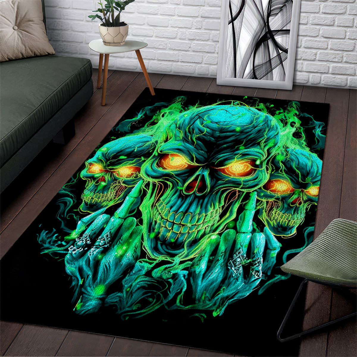 Flame Skull Area Rug Fuck You You Fuckin Fuck