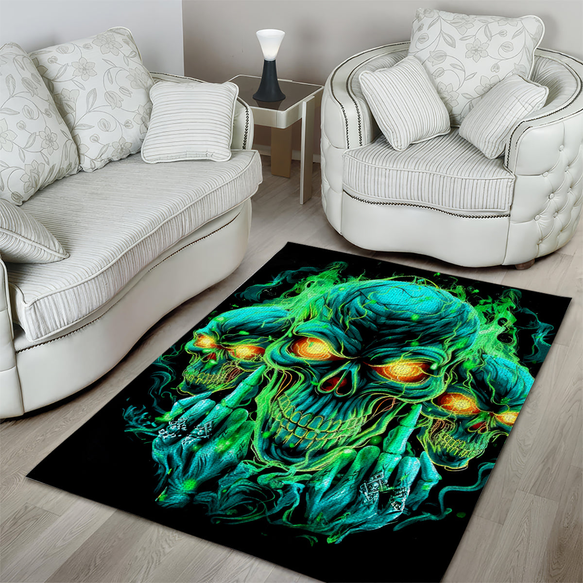 Flame Skull Area Rug Fuck You You Fuckin Fuck
