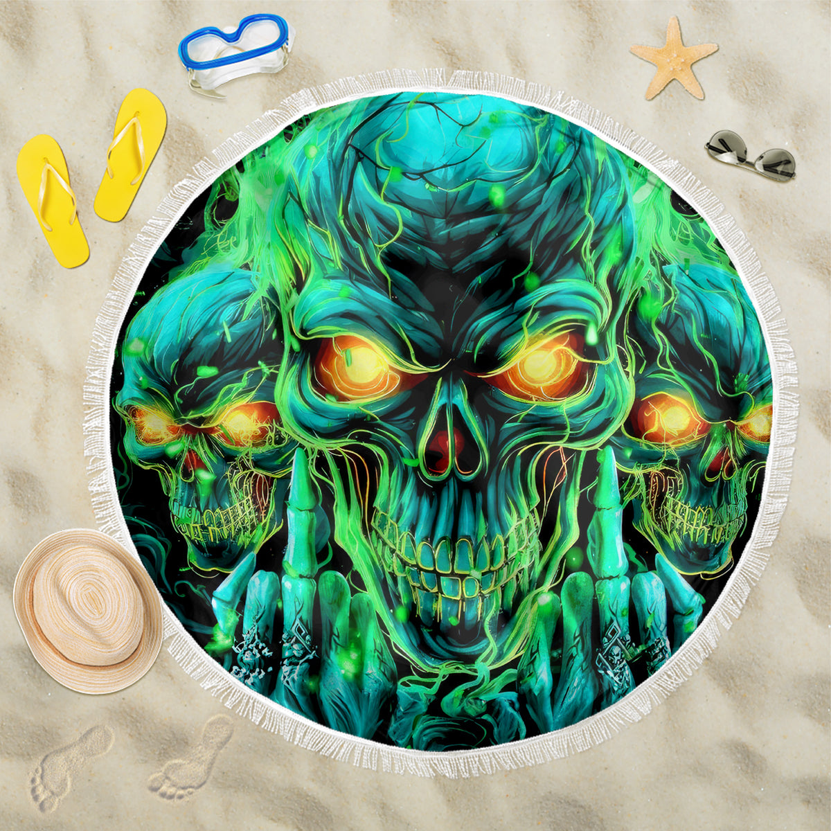 Flame Skull Beach Blanket Fuck You You Fuckin Fuck