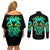 Flame Skull Couples Matching Off Shoulder Short Dress and Long Sleeve Button Shirt Fuck You You Fuckin Fuck
