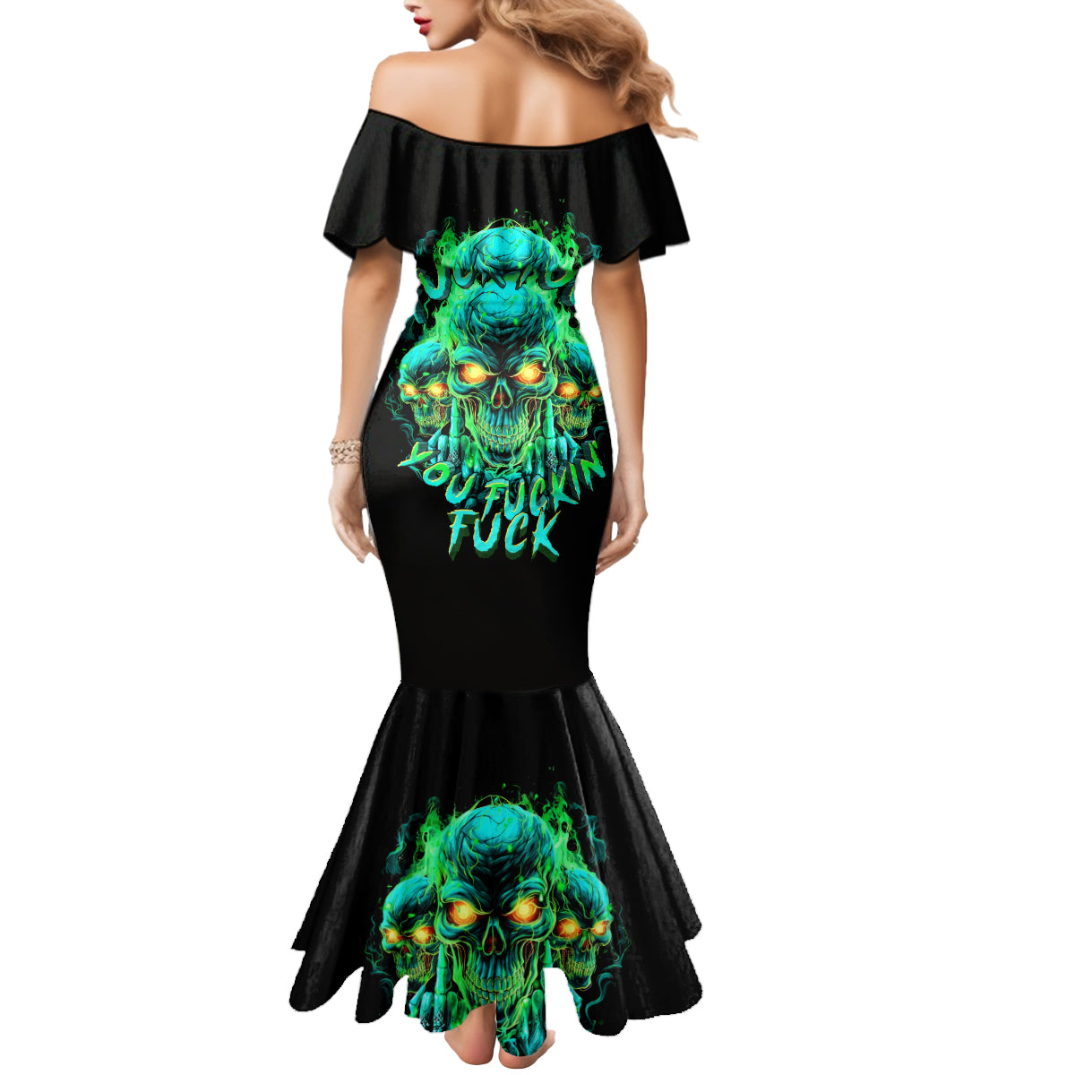 Flame Skull Mermaid Dress Fuck You You Fuckin Fuck