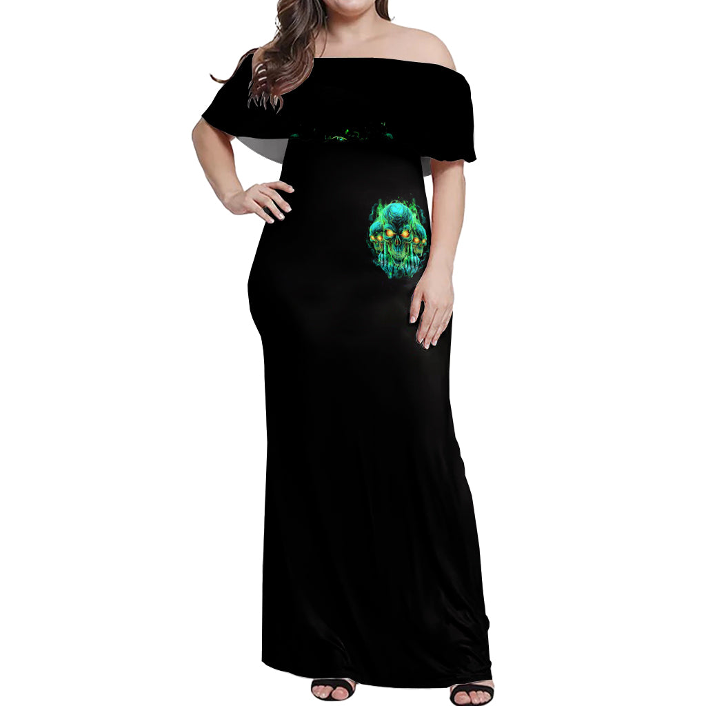 Flame Skull Off Shoulder Maxi Dress Fuck You You Fuckin Fuck