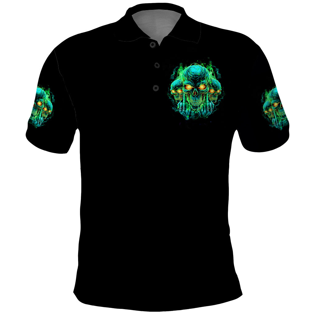 Flame Skull Polo Shirt Fuck You You Fuckin Fuck