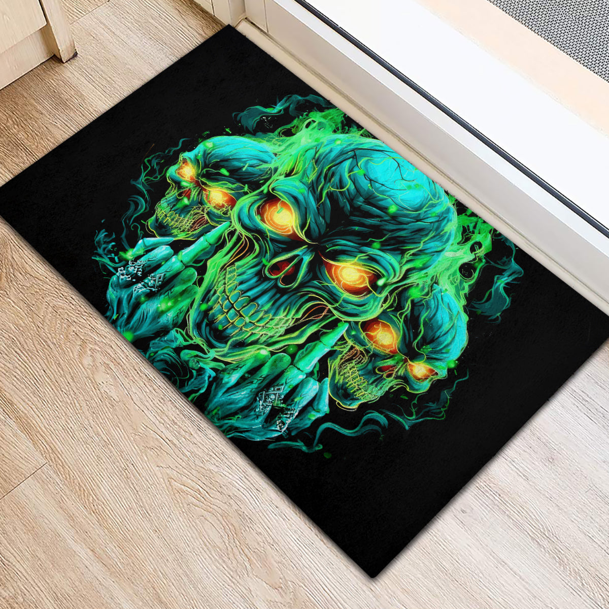 Flame Skull Rubber Doormat Fuck You You Fuckin Fuck