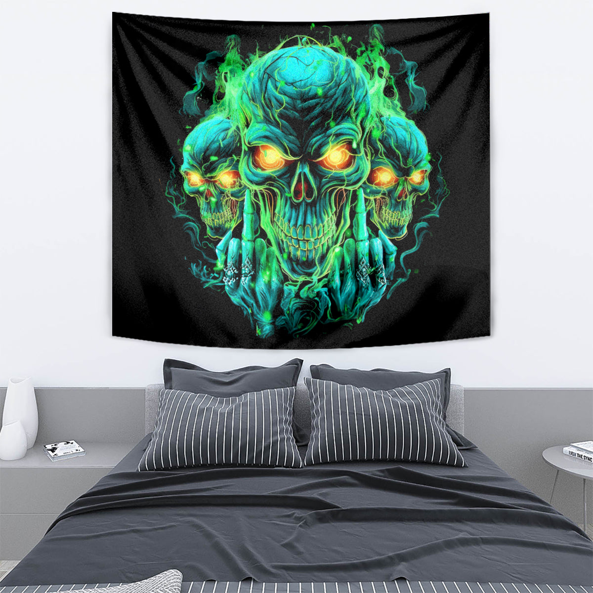Flame Skull Tapestry Fuck You You Fuckin Fuck