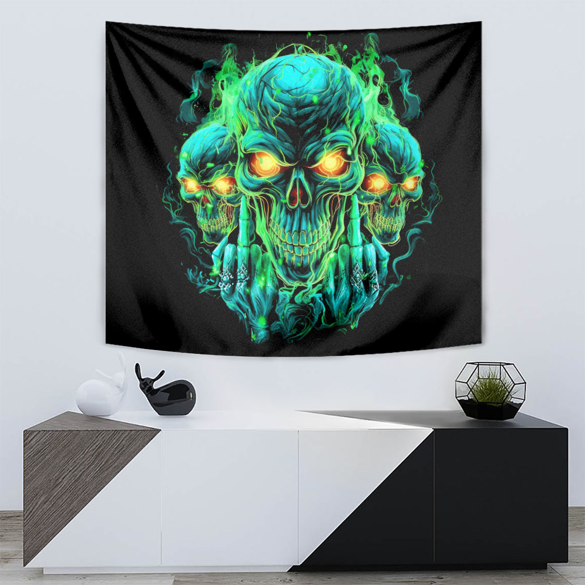 Flame Skull Tapestry Fuck You You Fuckin Fuck