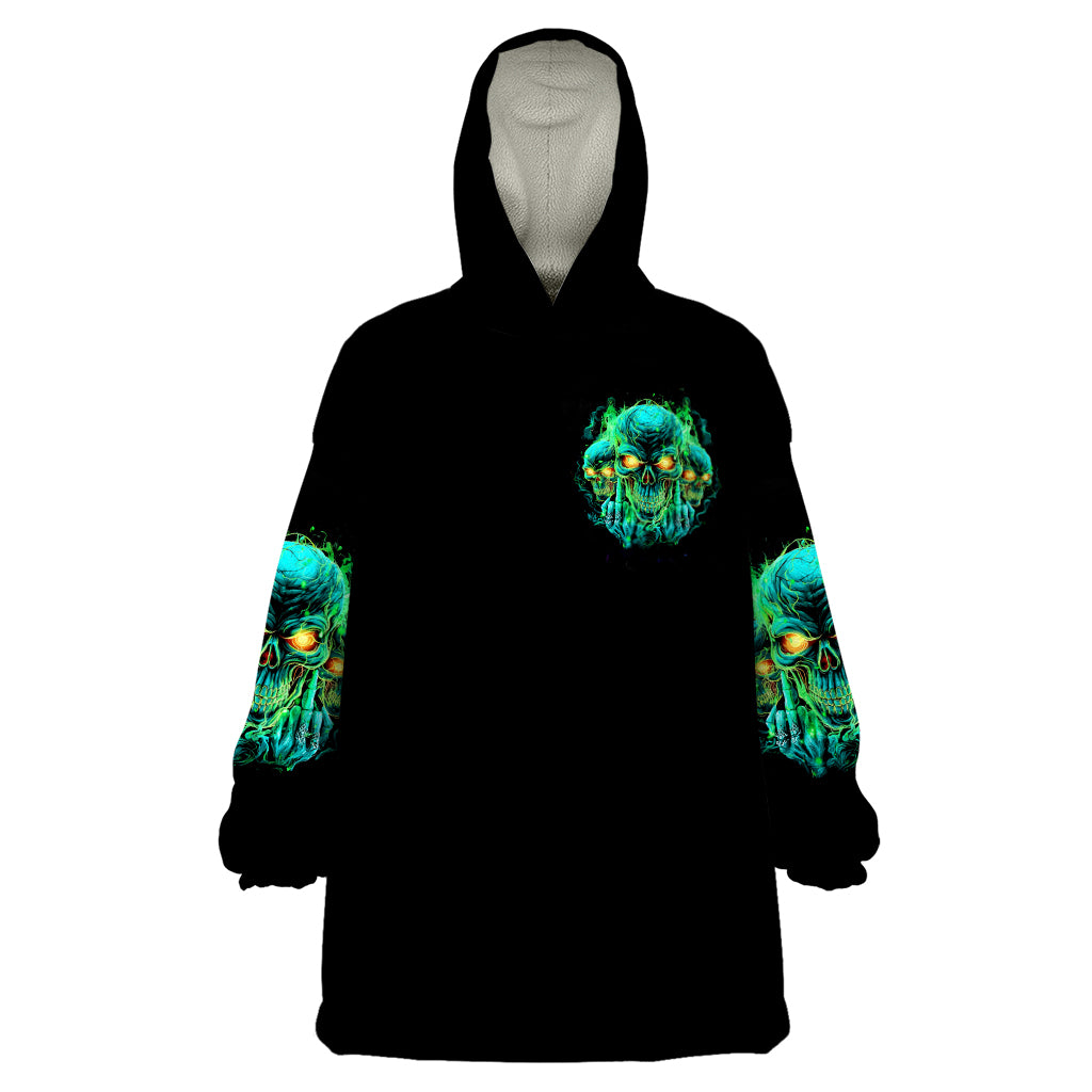Flame Skull Wearable Blanket Hoodie Fuck You You Fuckin Fuck