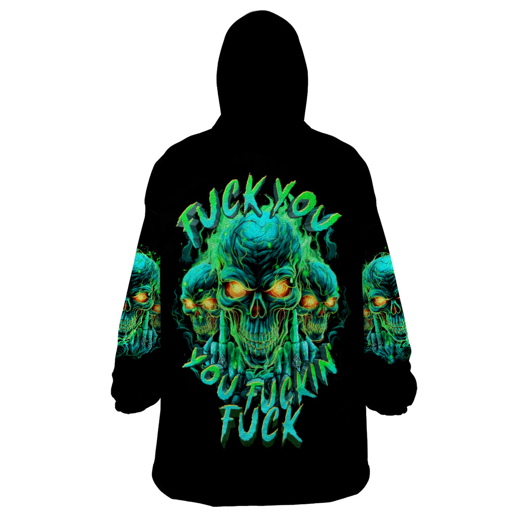 Flame Skull Wearable Blanket Hoodie Fuck You You Fuckin Fuck