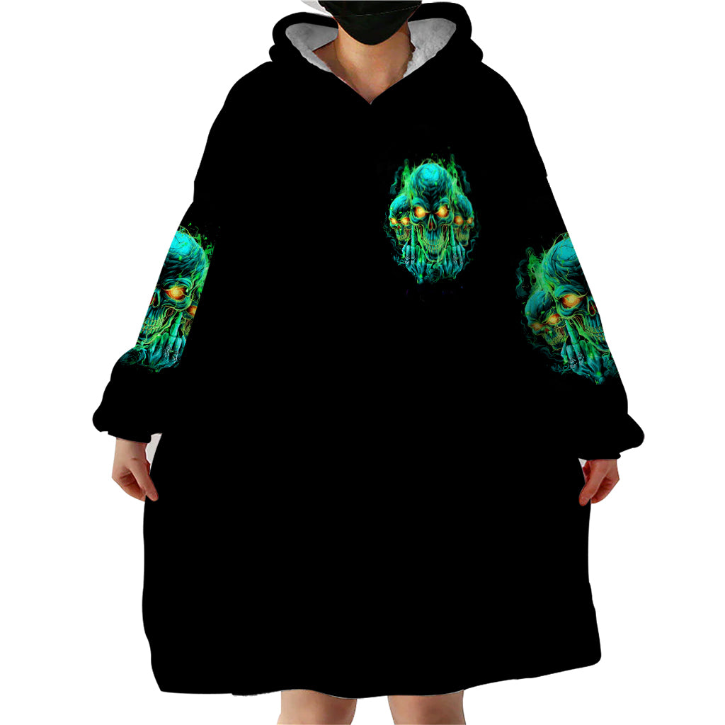 Flame Skull Wearable Blanket Hoodie Fuck You You Fuckin Fuck