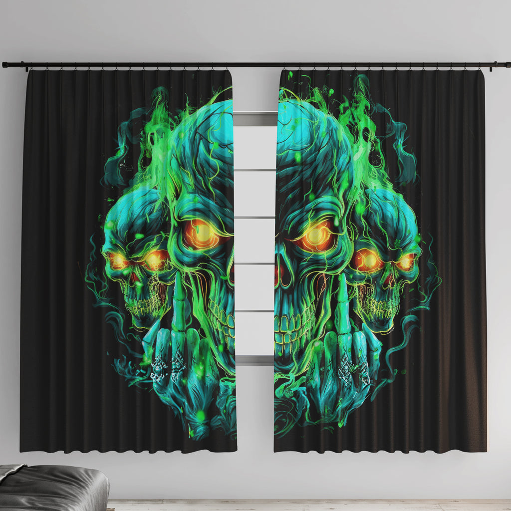 Flame Skull Window Curtain Fuck You You Fuckin Fuck