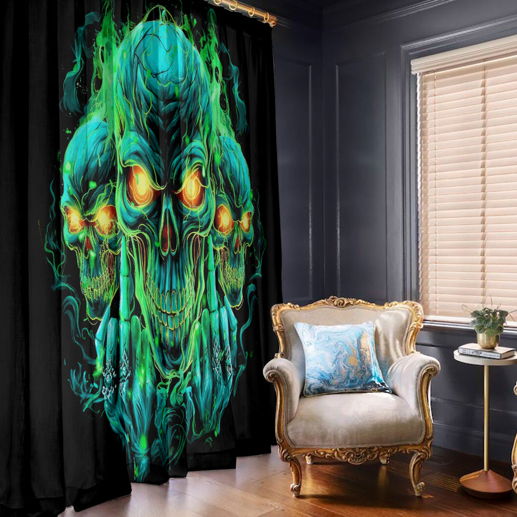 Flame Skull Window Curtain Fuck You You Fuckin Fuck
