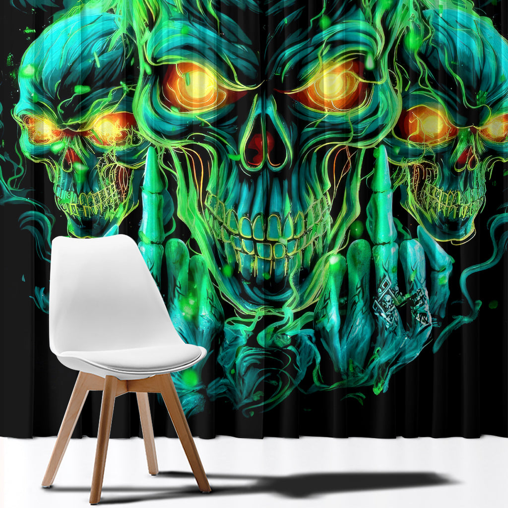 Flame Skull Window Curtain Fuck You You Fuckin Fuck