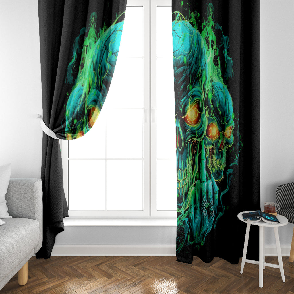 Flame Skull Window Curtain Fuck You You Fuckin Fuck