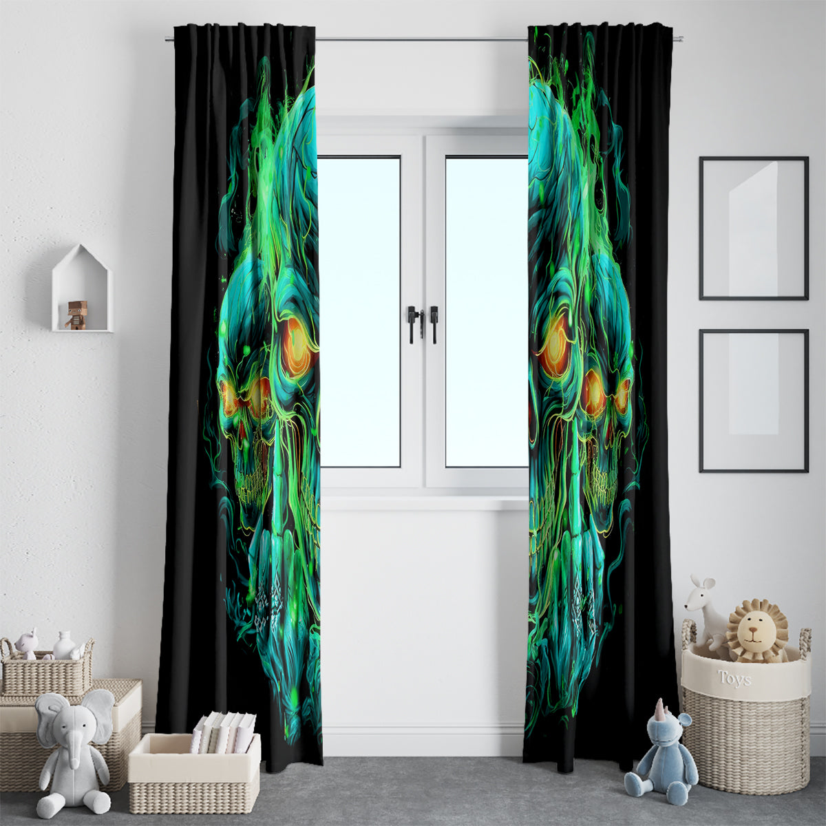 Flame Skull Window Curtain Fuck You You Fuckin Fuck
