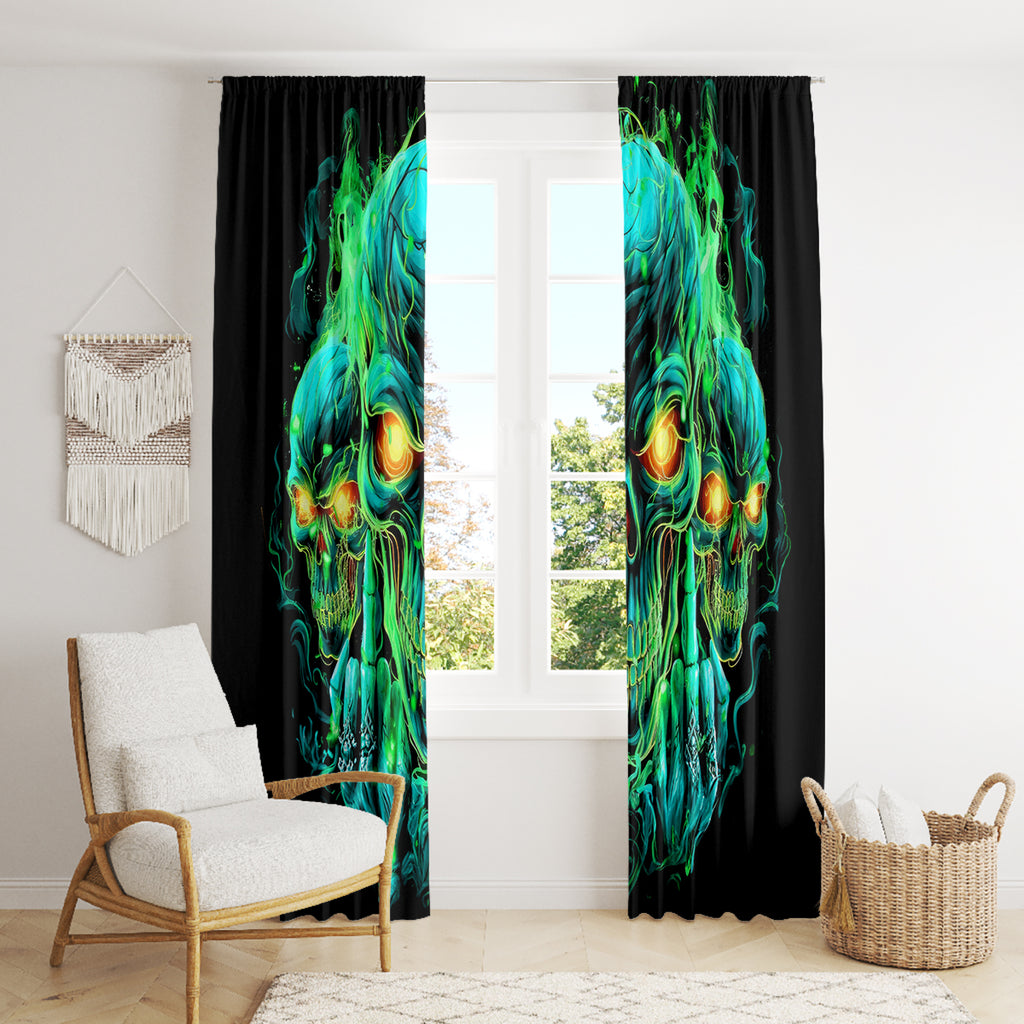 Flame Skull Window Curtain Fuck You You Fuckin Fuck