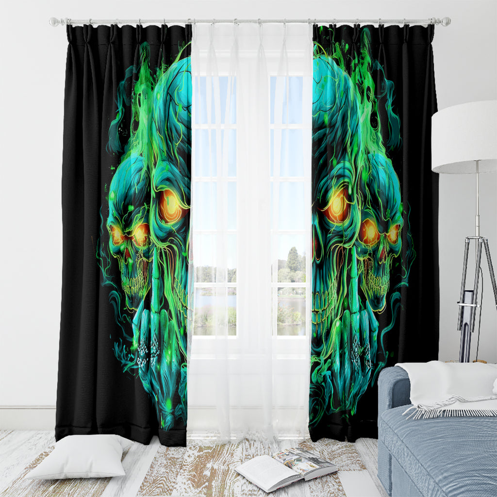 Flame Skull Window Curtain Fuck You You Fuckin Fuck