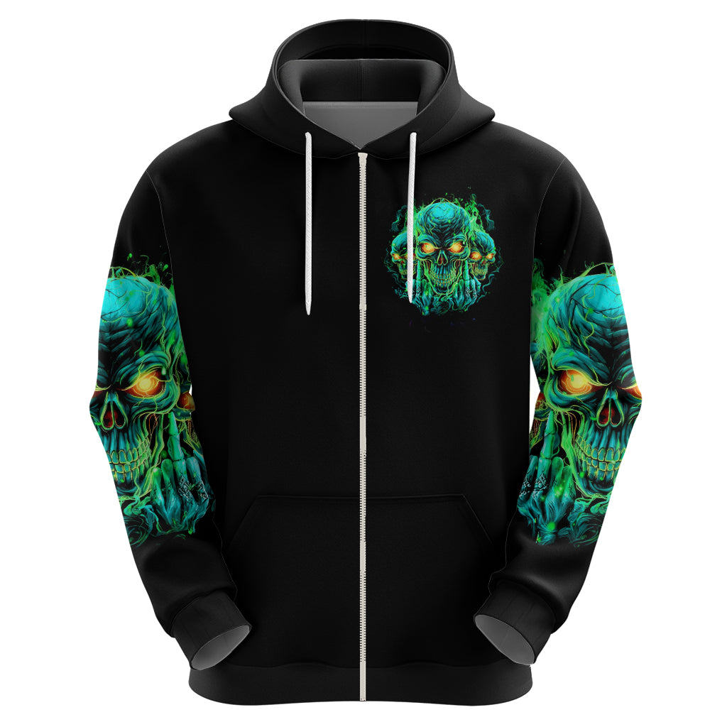Flame Skull Zip Hoodie Fuck You You Fuckin Fuck