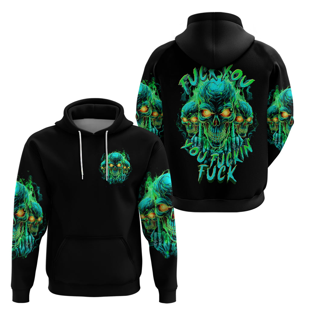 Flame Skull Zip Hoodie Fuck You You Fuckin Fuck
