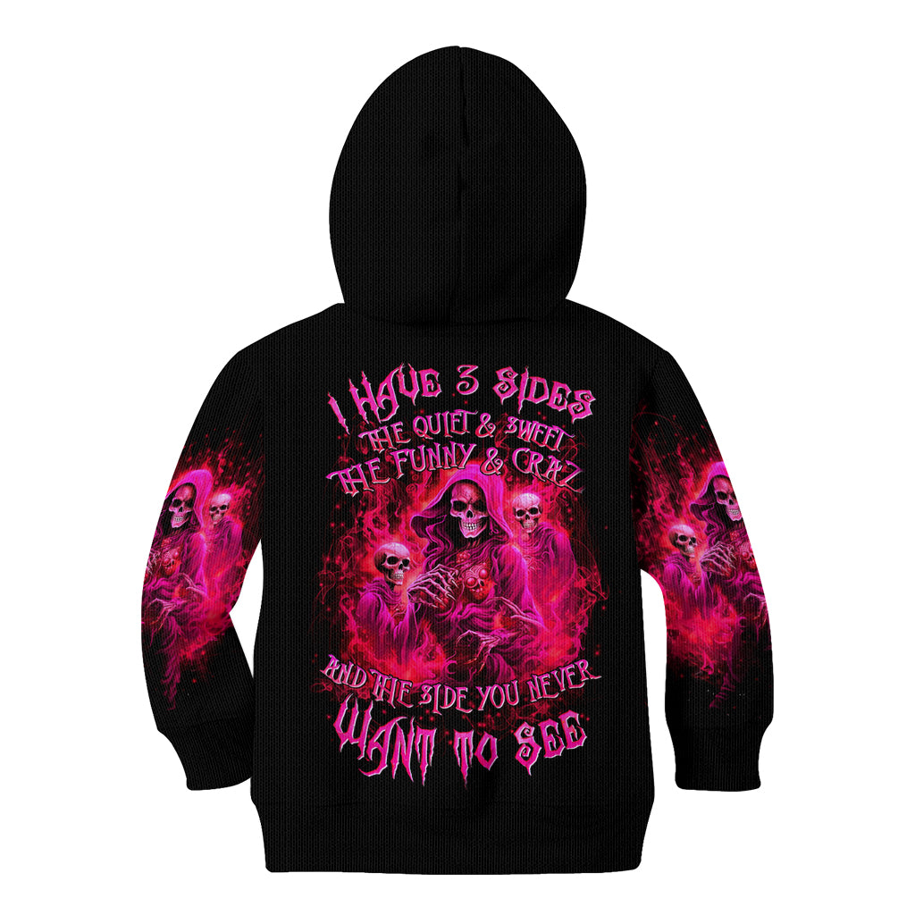 Flame Skull Kid Hoodie I Have 3 Sides Quite Sweet Funny Crazy And The Side You Never See