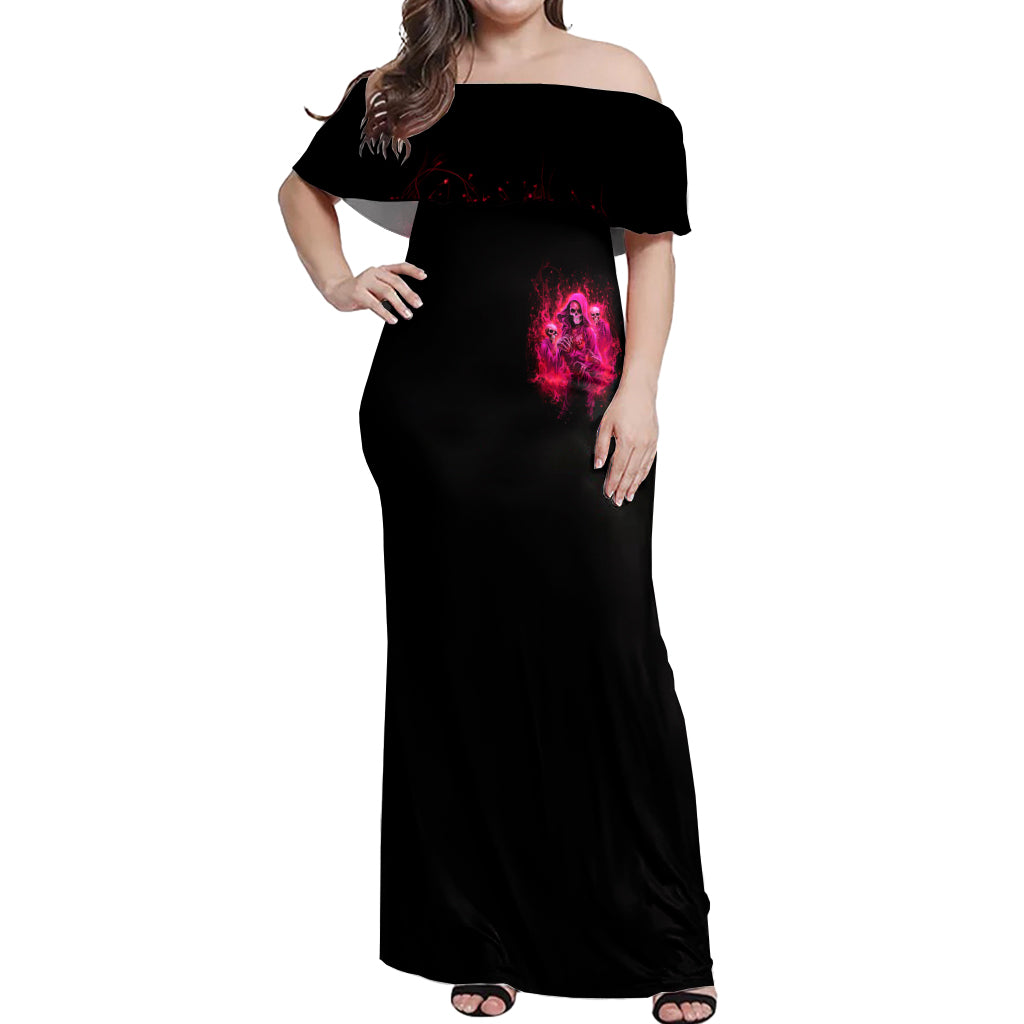 Flame Skull Off Shoulder Maxi Dress I Have 3 Sides Quite Sweet Funny Crazy And The Side You Never See