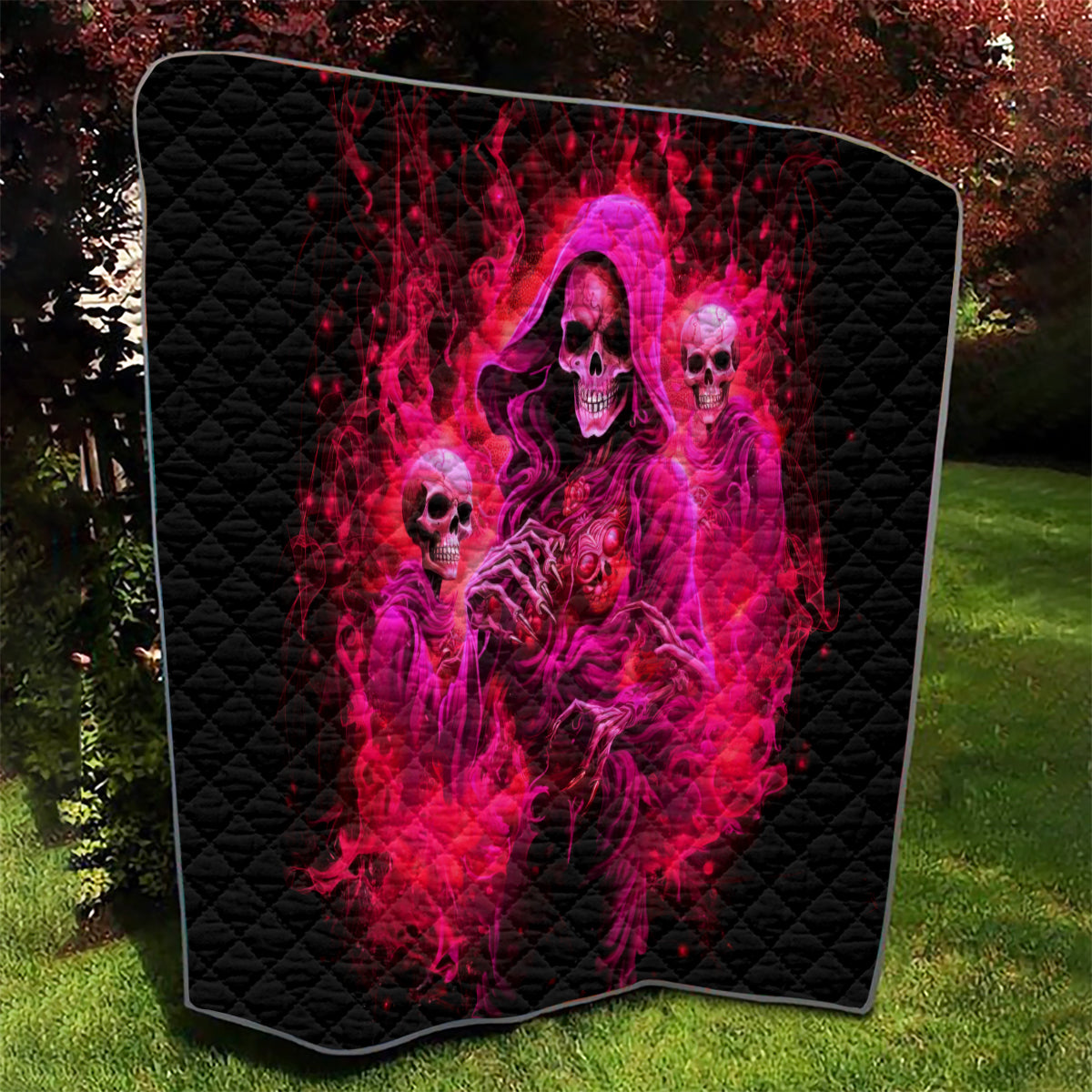 Flame Skull Quilt I Have 3 Sides Quite Sweet Funny Crazy And The Side You Never See