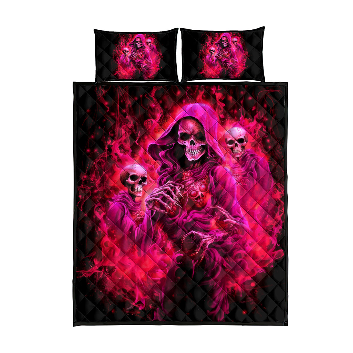 Flame Skull Quilt Bed Set I Have 3 Sides Quite Sweet Funny Crazy And The Side You Never See