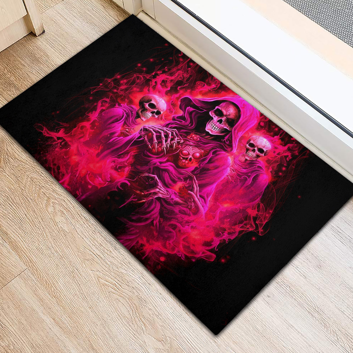 Flame Skull Rubber Doormat I Have 3 Sides Quite Sweet Funny Crazy And The Side You Never See