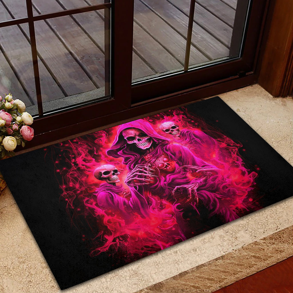 Flame Skull Rubber Doormat I Have 3 Sides Quite Sweet Funny Crazy And The Side You Never See