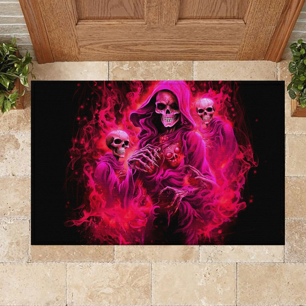 Flame Skull Rubber Doormat I Have 3 Sides Quite Sweet Funny Crazy And The Side You Never See