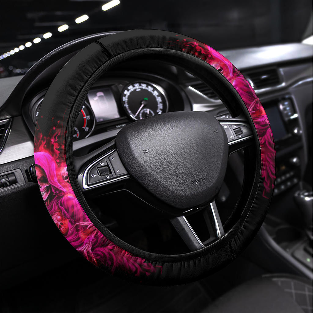 Flame Skull Steering Wheel Cover I Have 3 Sides Quite Sweet Funny Crazy And The Side You Never See