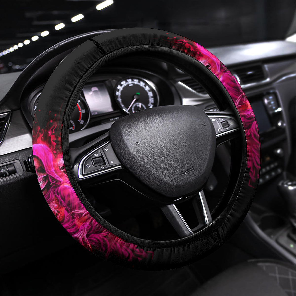 Flame Skull Steering Wheel Cover I Have 3 Sides Quite Sweet Funny Crazy And The Side You Never See