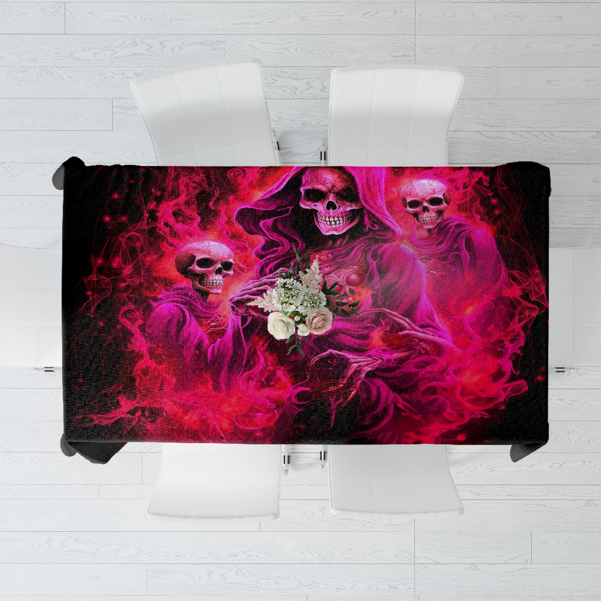 Flame Skull Tablecloth I Have 3 Sides Quite Sweet Funny Crazy And The Side You Never See