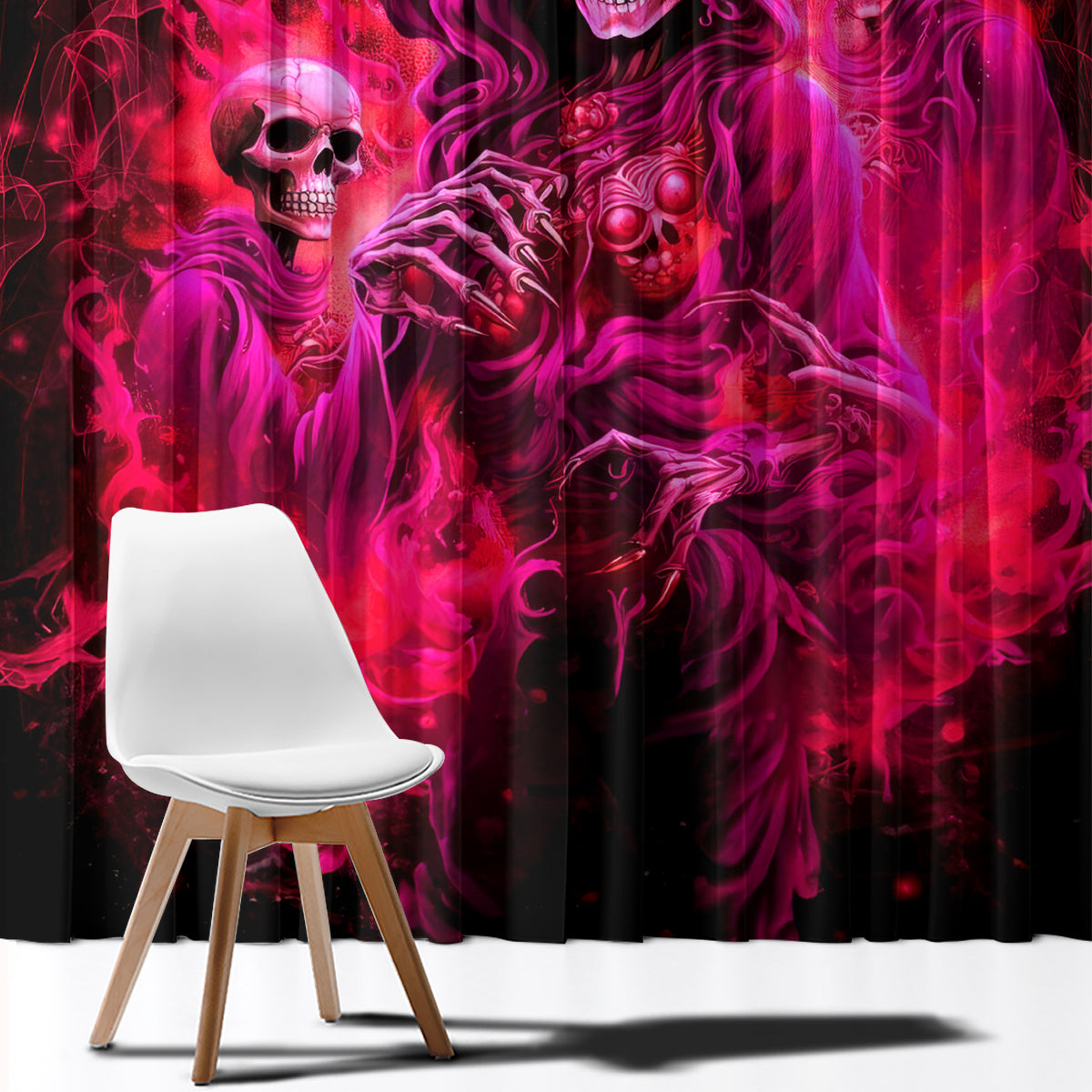 Flame Skull Window Curtain I Have 3 Sides Quite Sweet Funny Crazy And The Side You Never See