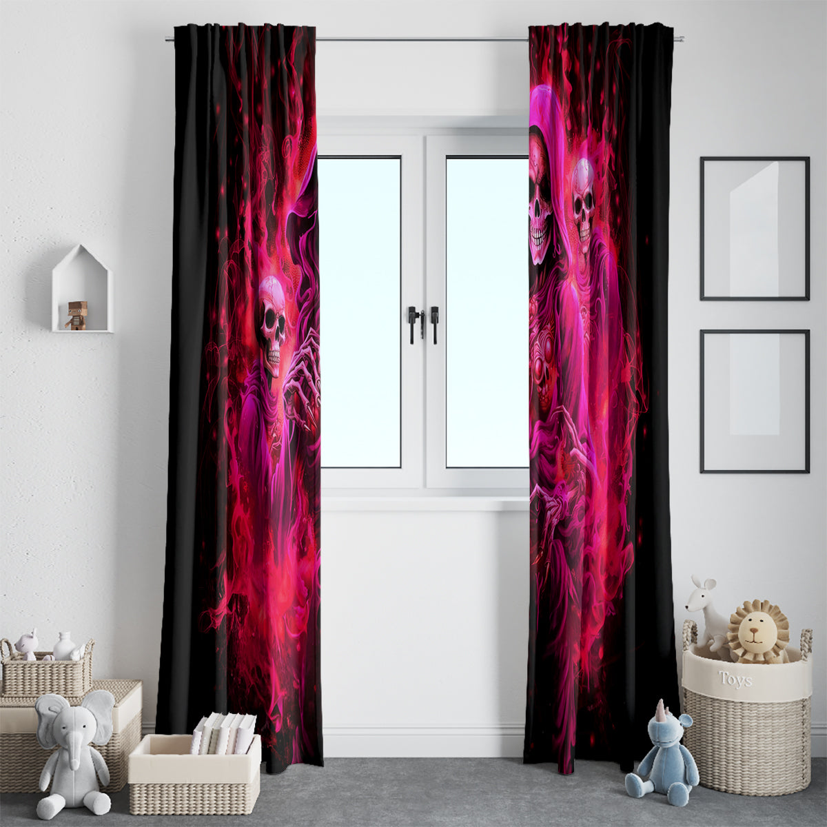 Flame Skull Window Curtain I Have 3 Sides Quite Sweet Funny Crazy And The Side You Never See